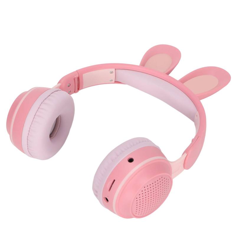 Bluetooth 5.0-Kopfhörer mit Kaninchenohren, faltbares kabelloses Kinder-Headset mit LED-Farblicht für den PC rosa von Joom DACH