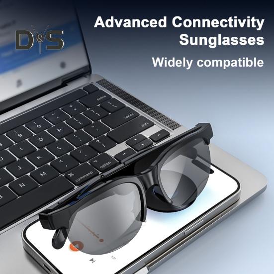Bluetooth-kompatibel Smart Gläser Kopfhörer Wasserdicht Ultraleicht Stabile UV Schutz Drahtlose Sonnenbrille mit Kopfhörer schwarz von Joom DACH
