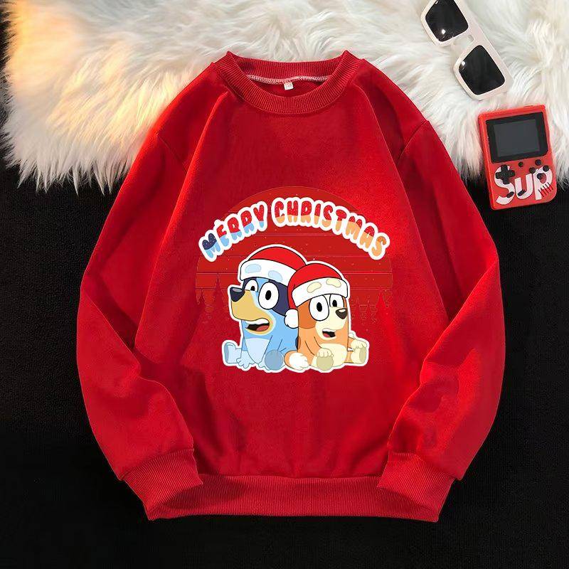 Bluey Christmas Sweatshirt Hoodie für Mädchen Kleidung Bingo Chilli Anime Pullover Frühling Herbst Langarm Kleidung Pullover & Langarmshirts Damen M von Joom DACH