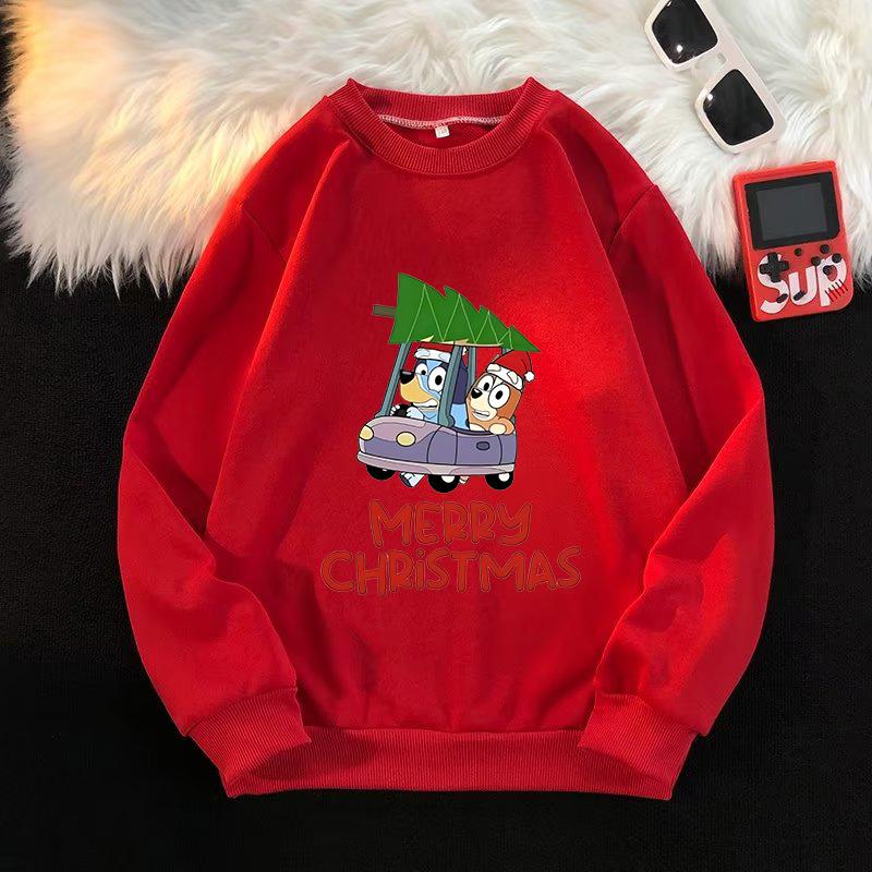 Bluey Christmas Sweatshirt Hoodie für Mädchen Kleidung Bingo Chilli Anime Pullover Frühling Herbst Langarm Kleidung Pullover & Langarmshirts Damen M von Joom DACH