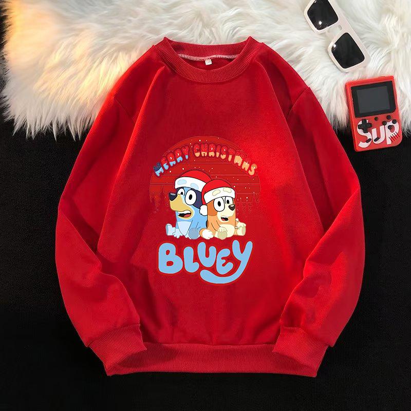 Bluey Christmas Sweatshirt Hoodie für Mädchen Kleidung Bingo Chilli Anime Pullover Frühling Herbst Langarm Kleidung Pullover & Langarmshirts Damen M von Joom DACH
