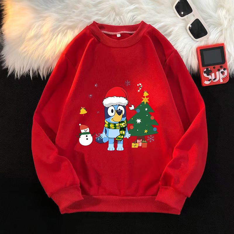 Bluey Christmas Sweatshirt Hoodie für Mädchen Kleidung Bingo Chilli Anime Pullover Frühling Herbst Langarm Kleidung Pullover & Langarmshirts Damen XXL von Joom DACH