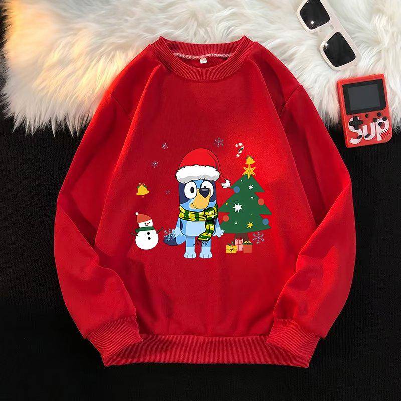 Bluey Christmas Sweatshirt Hoodie für Mädchen Kleidung Bingo Chilli Anime Pullover Frühling Herbst Langarm Kleidung Pullover & Langarmshirts Damen XXL von Joom DACH