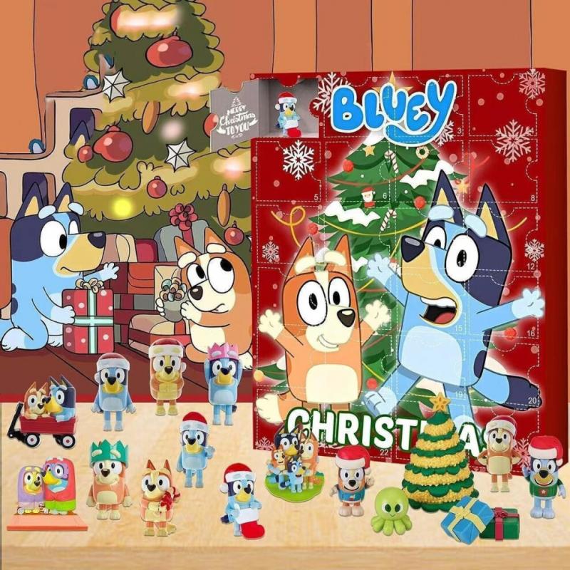 Bluey Weihnachts-Adventskalender mit 24 Geschenken, Kinder Weihnachts-Countdown-Kalender, Feiertags-Überraschungsgeschenkbox, Australisches Zeichentrickthema von Joom DACH