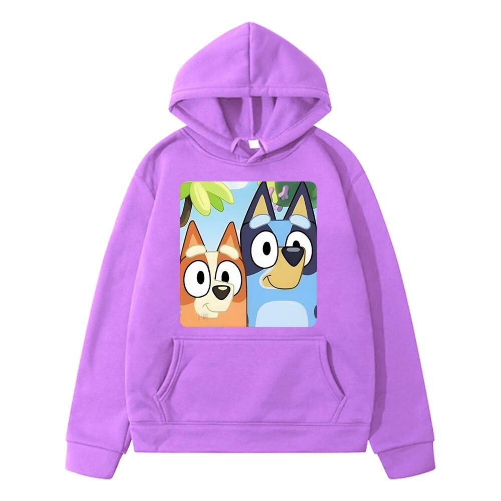 Blueys Anime Hoodie Sweatshirt Fleece Pullover Herbstjacke Blueys Dog Britische Cartoons Hoodies y2k Sudadera Kinderkleidung Mädchen 140 violett von Joom DACH