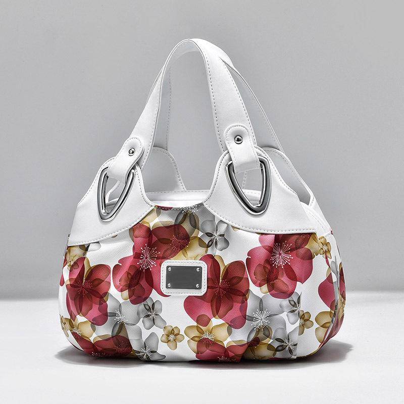 Blume Pu Leder Frauen Handtasche Große frauen Schulter Taschen Berühmte Marke Design Dame Tote Handtasche Farbdruck Umhängetasche 31x15x18cm rot von Joom DACH