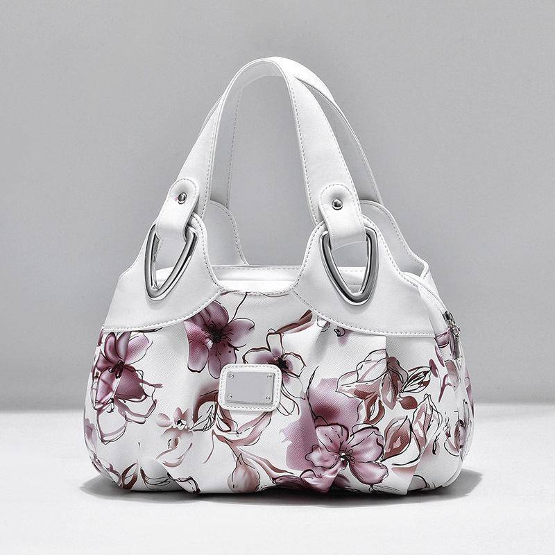 Blume Pu Leder Frauen Handtasche Große frauen Schulter Taschen Berühmte Marke Design Dame Tote Handtasche Farbdruck Umhängetasche 31x15x18cm violett von Joom DACH
