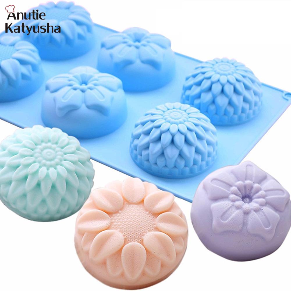 Blume geformte Silikon DIY handgemachte Kerze Kuchen Form liefert 6 Loch Handwerk Seife Form Werkzeug rosa von Joom DACH