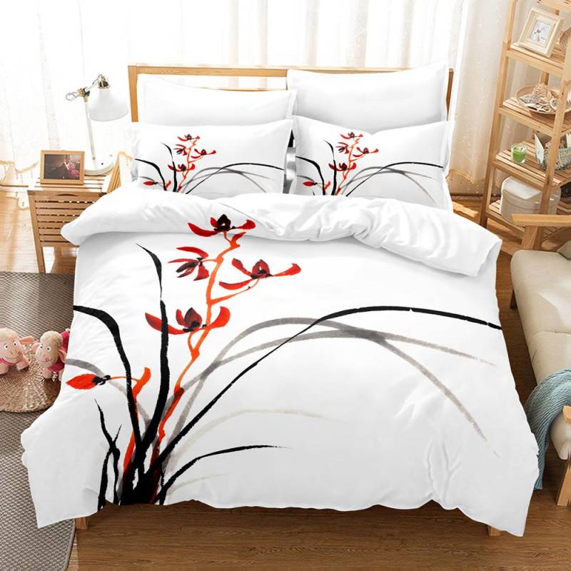 Blumen Bettwäsche Set Buntes Blumen Pflanzen Bettbezug Set King Queen Full Size Für Kinder Frauen Mädchen Polyester Bettdeckenbezug EU single(135x200cm) von Joom DACH