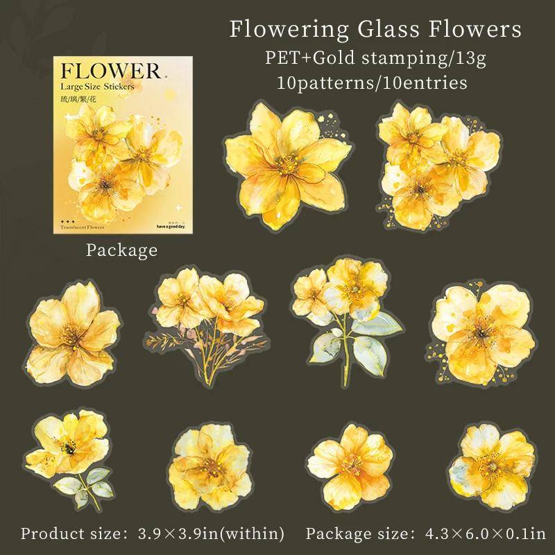 Blumen Serie Vintage Blume Bronzierung Material Collage PET Aufkleber Kreativ DIY Journal Schreibwaren von Joom DACH