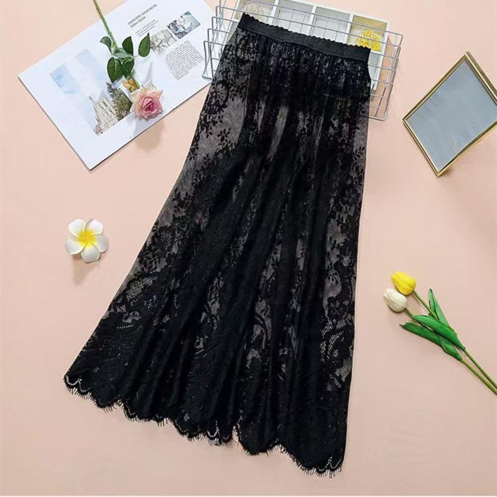 Blumen-Spitzen-Unterrock Slips Anti-Blend-Futter Petticoat Damen Mesh-Unterrock Slips Kleid Mädchen schwarz Blumen-Spitzen-Unterrock Slips Anti-Blend-Futter Petticoat Damen Mesh-Unterrock Slips Kleid Mädchen schwarz von Joom DACH