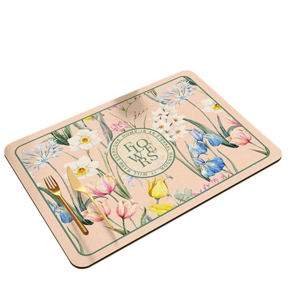 Blumendruck Abtropfmatte Rutschfeste Ablaufunterlage Geschirr Teppich Abtropfmatte Küche 30x40cm-Style 2 von Joom DACH