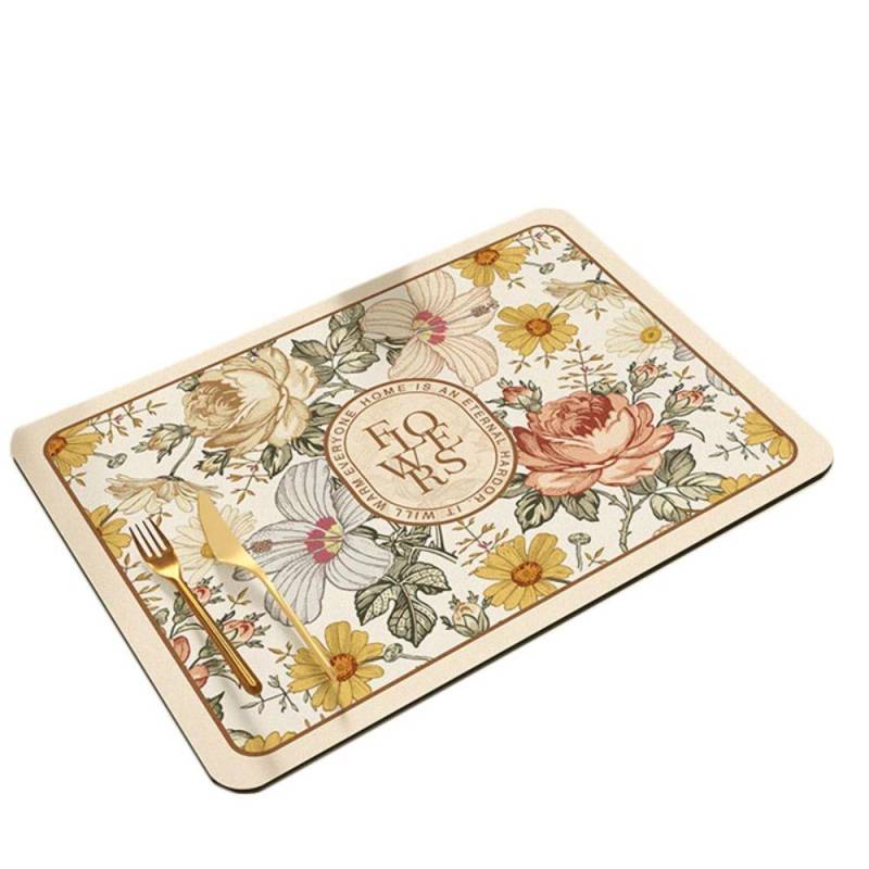 Blumendruck Abtropfmatte Rutschfeste Ablaufunterlage Geschirr Teppich Abtropfmatte Küche 30x40cm-Style 7 von Joom DACH