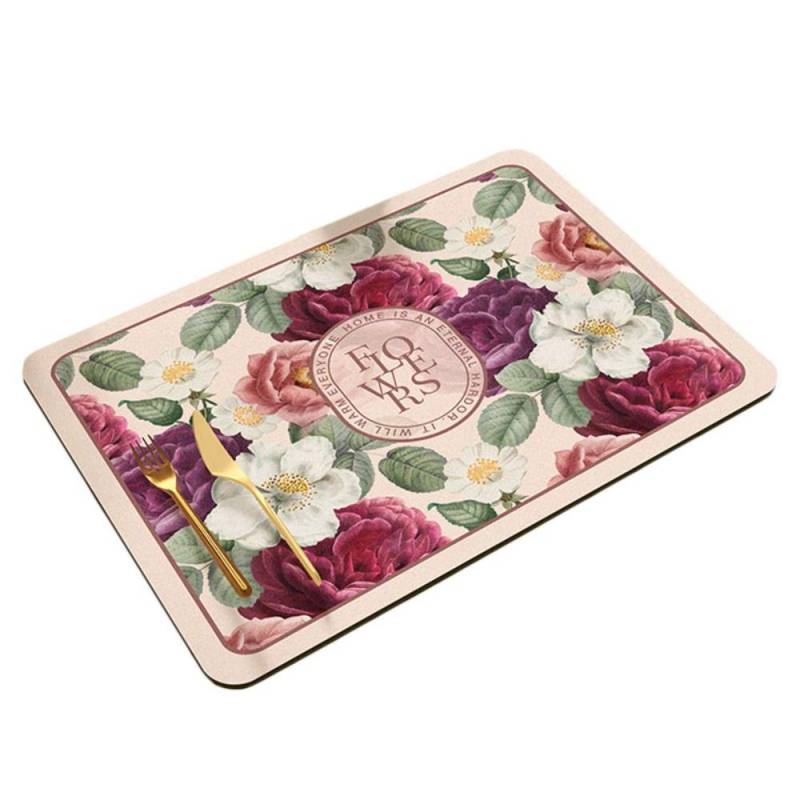 Blumendruck Abtropfmatte Rutschfeste Ablaufunterlage Geschirr Teppich Abtropfmatte Küche 40x50cm-Style 1 von Joom DACH