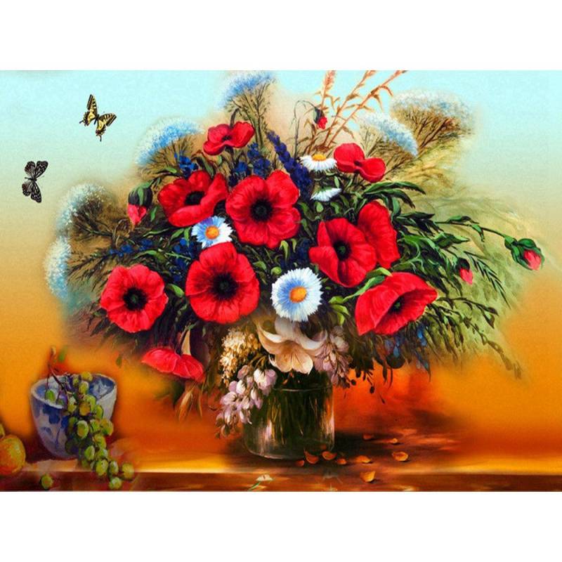 Blumenmosaik-Diamantgemälde nach Zahlen auf Leinwand 20X30CM von Joom DACH