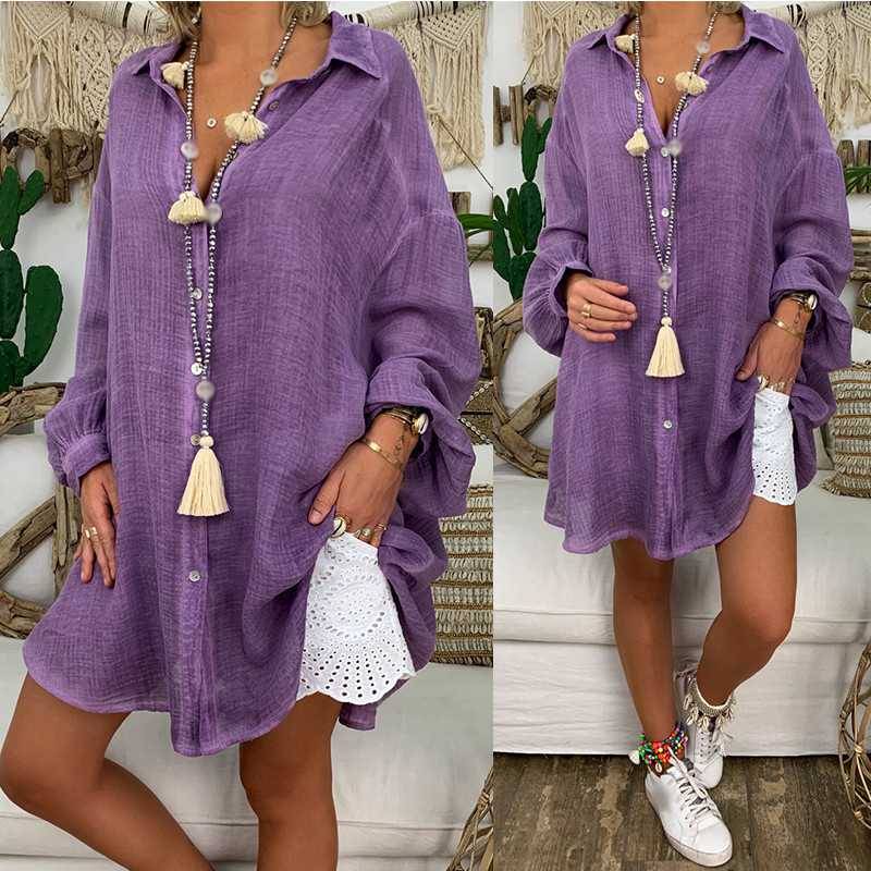 Blusen Hemden Langarm Damen Tops Button Down Lose Casual Baumwolle Plus Size Damen Weiß 5XL violett Blusen Hemden Langarm Damen Tops Button Down Lose Casual Baumwolle Plus Size Damen Weiß 5XL violett von Joom DACH