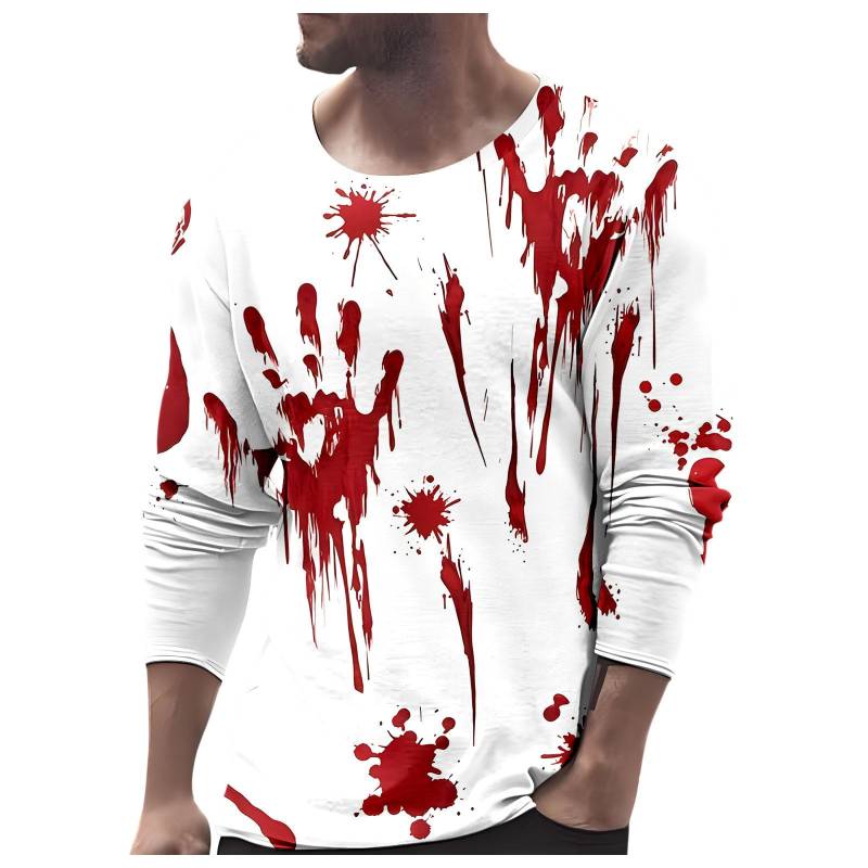 Blutiger Schriftzug Mir geht es gut Halloween-Print Langarm-T-Shirt Herrenmode Lässig Halloween Herren Rundhals-Pullover-Oberteil S Blutiger Schriftzug Mir geht es gut Halloween-Print Langarm-T-Shirt Herrenmode Lässig Halloween Herren Rundhals-Pullover-Oberteil S von Joom DACH
