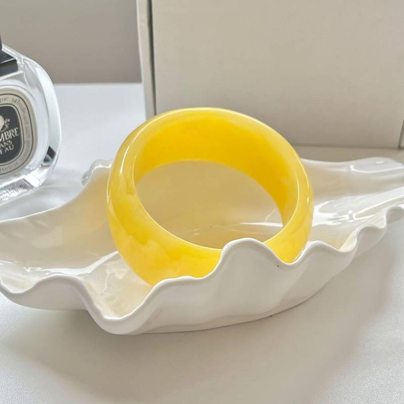 Böhmische Acryl Armreif glänzend transparent Hand Ring einfache unregelmäßige breite Armband Mädchen gelb von Joom DACH