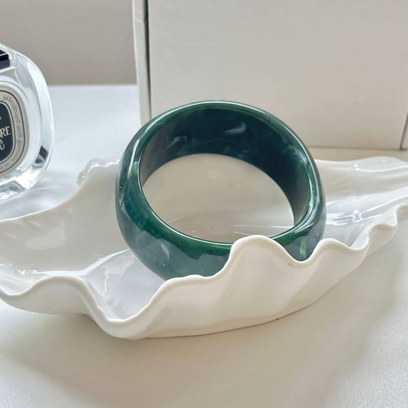 Böhmische Acryl Armreif glänzend transparent Hand Ring einfache unregelmäßige breite Armband Mädchen grün von Joom DACH