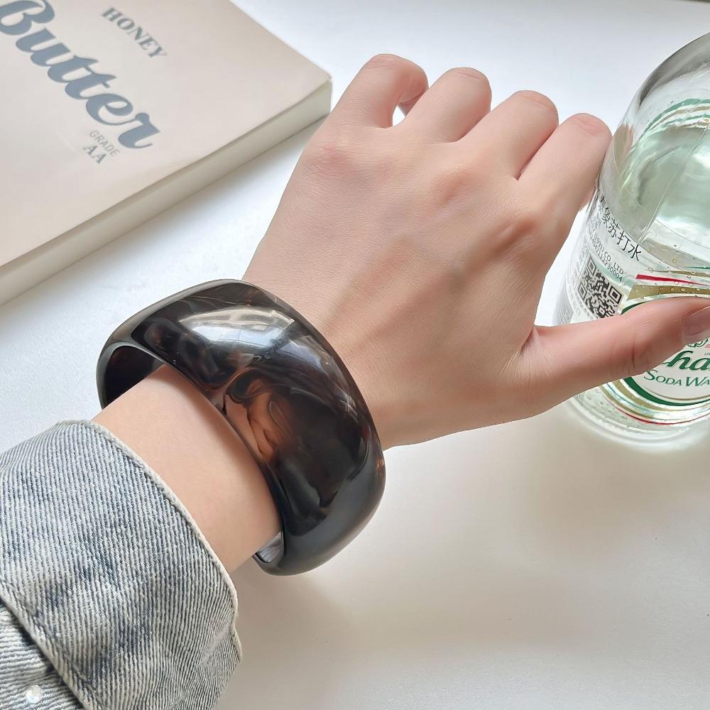 Böhmische Acryl Armreif glänzend transparent Hand Ring einfache unregelmäßige breite Armband Mädchen kaffeebraun von Joom DACH