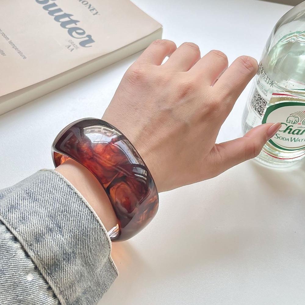 Böhmische Acryl Armreif glänzend transparent Hand Ring einfache unregelmäßige breite Armband Mädchen braun von Joom DACH