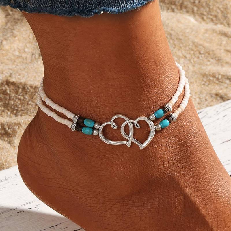 Böhmische Bunte Perlen Fußkettchen Für Frauen Sommer Ozean Strand Handgemachte Knöchel Armband Fuß Bein Strand Schmuck weiß von Joom DACH