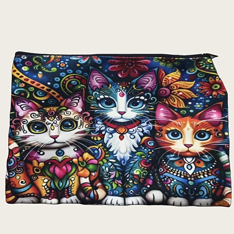 Böhmische Katze & Blumen Make-up-Tasche mit Sicherheitsreißverschluss Leichter Multifunktionaler Reise-Kosmetikorganizer für Damen Make-up-Reisetasche von Joom DACH