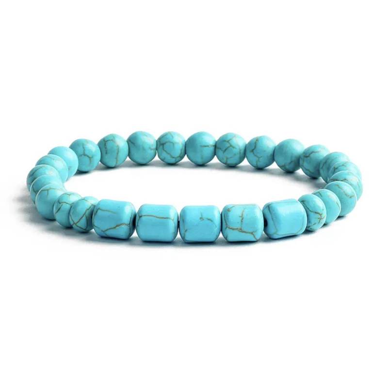 Böhmische Türkisen-Perlen-Armbänder für Frauen Reiki Naturstein Würfel Zylinder Unregelmäßige Armbänder Heilung Gesundheitsschmuck von Joom DACH