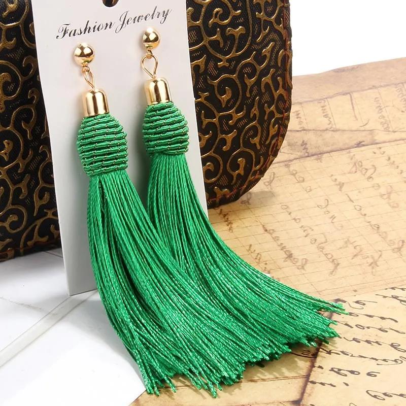 Böhmische handgewebte Quasten-Hängeohrringe für Frauen, ethnische Seidenstoff-Ohrhänger, neue weibliche Boho-Schmuckgeschenk von Joom DACH