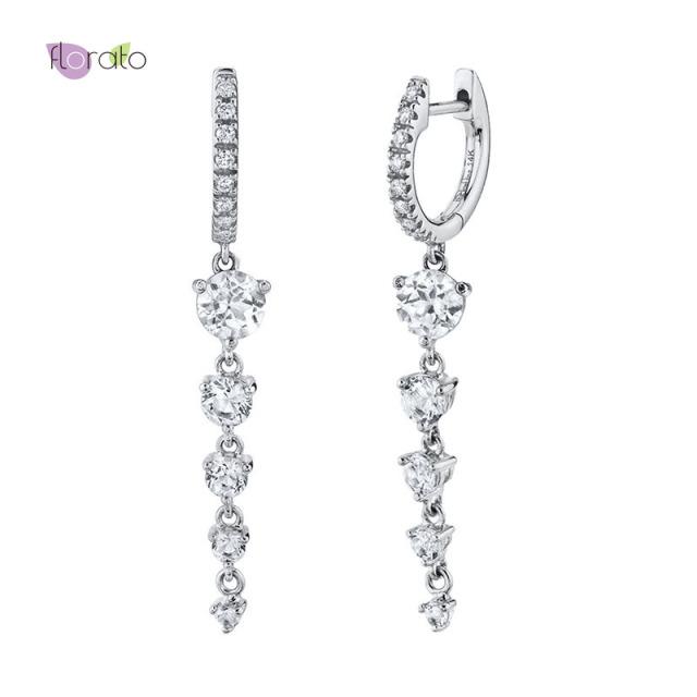 Böhmischer Kristallanhänger 925 Sterling Silber Ohrbügel Exquisite Creolen Schlichter Modeschmuck für Frauen Geburtstagsgeschenke silber von Joom DACH