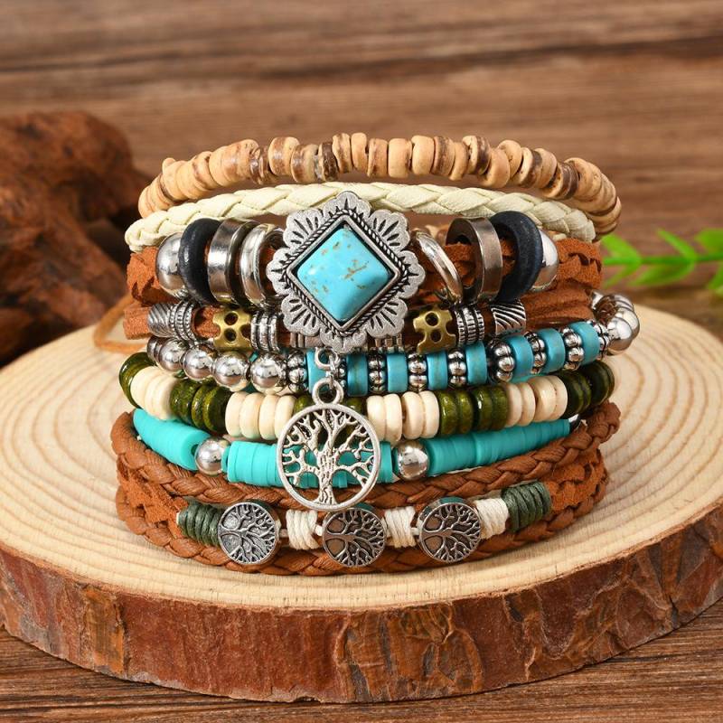 Böhmisches DIY Perlenarmband für Damen Handgefertigter Türkisstein Schmuck Mode Boho Chic Verstellbarer Fußkettchen bunt von Joom DACH