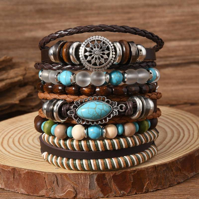 Böhmisches DIY Perlenarmband für Damen Handgefertigter Türkisstein Schmuck Mode Boho Chic Verstellbarer Fußkettchen von Joom DACH