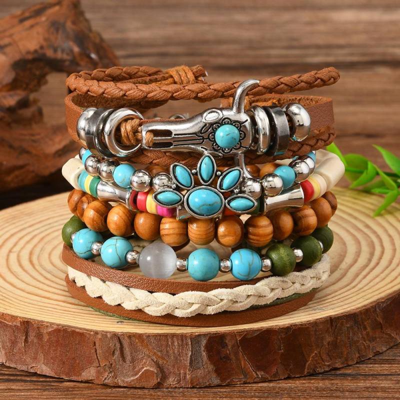 Böhmisches DIY Perlenarmband für Damen Handgefertigter Türkisstein Schmuck Mode Boho Chic Verstellbarer Fußkettchen von Joom DACH