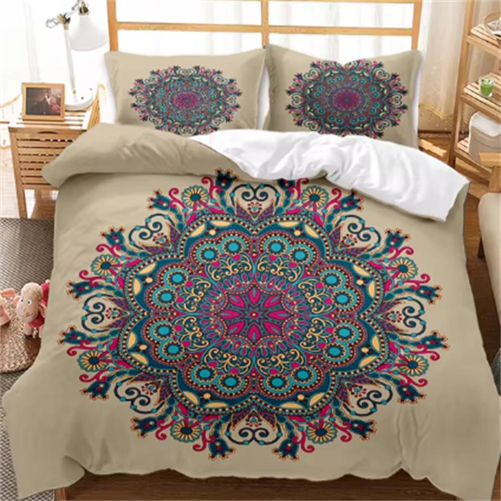 Böhmisches Mandala Bettbezug-Set Twin Queen King Full Size, Blaues Boho Chic Mikrofaser-Bettwäscheset für Jungen, Mädchen, Kinder und Teenager Eu Twin 135x200cm von Joom DACH