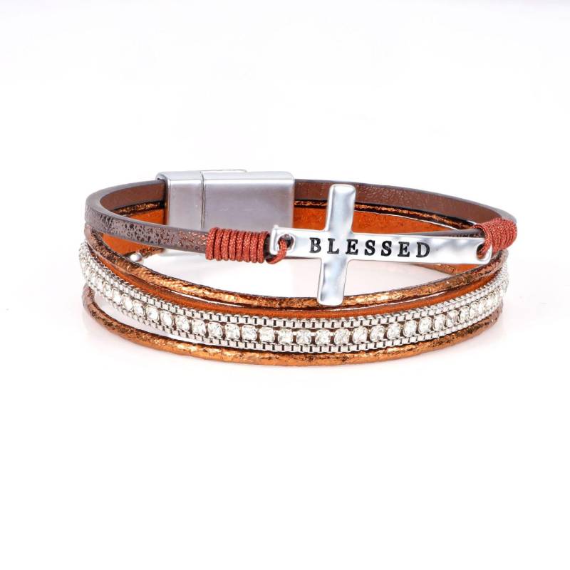 Böhmisches handgewebtes Lederarmband mit Magnetverschluss aus Legierung - modisches Damenaccessoire Böhmisches handgewebtes Lederarmband mit Magnetverschluss aus Legierung - modisches Damenaccessoire von Joom DACH