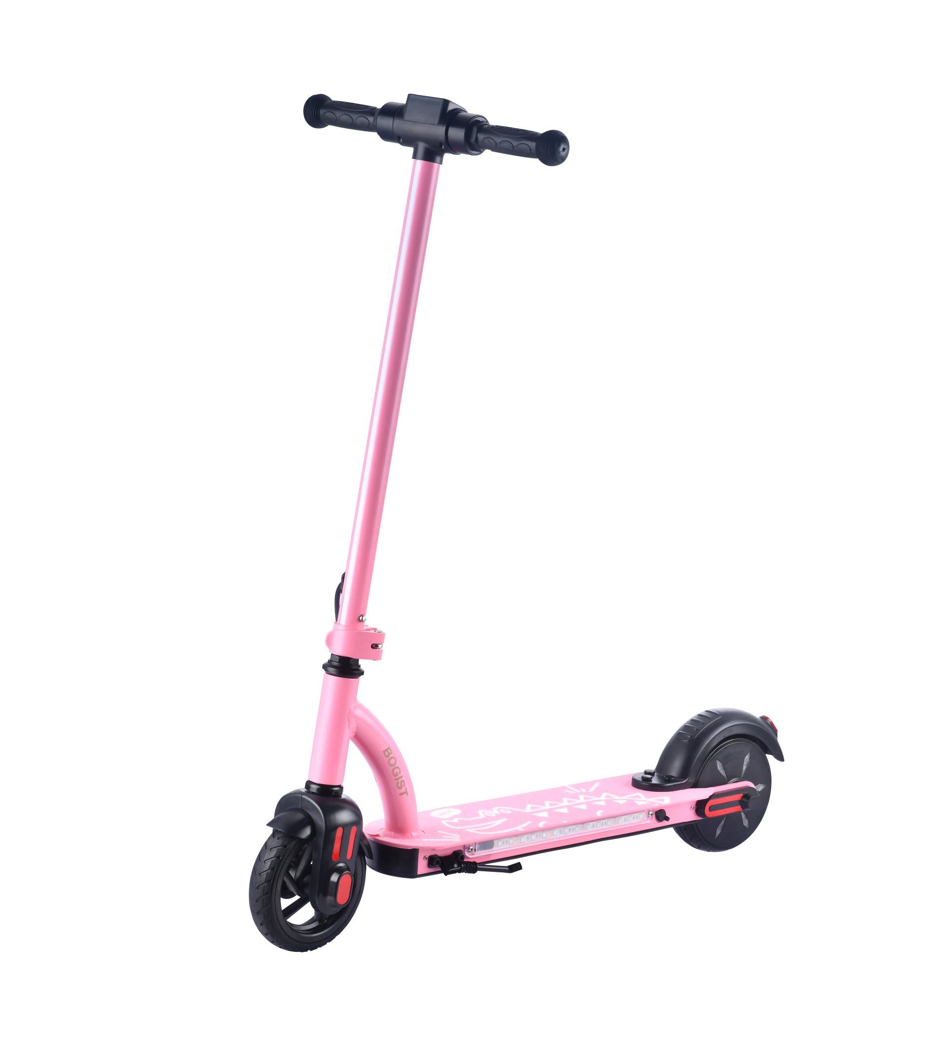 Bogist E6 PRO Kinder Elektroroller 24V1.5Ah Akku 80W Motor Stadtpendeln 5 ZOLL Vollreifen Outdoor-Fahren Klappbarer E-Scooter rosa von Joom DACH