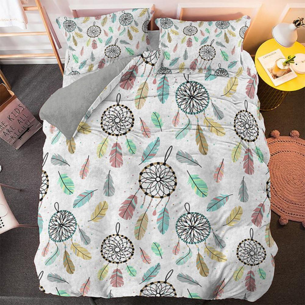 Bohemian Dream Bettwäsche-Set King Queen Größe Bunter Fänger Bettbezug-Set mit Kissenbezug Polyester Bettwäsche für Teenager Mädchen cot size 70x133cm von Joom DACH