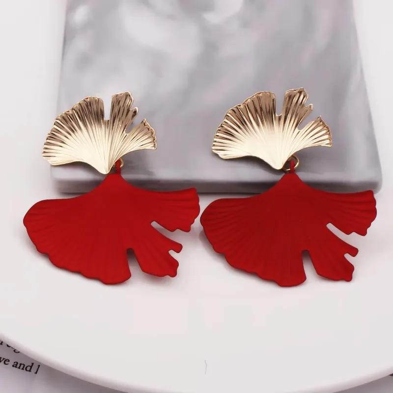 Bohemian Geometrische Gold Farbe Ginkgo Biloba Blatt Form Tropfen Ohrringe für Frauen Aussage Ohr Schmuck Zubehör Punk rot von Joom DACH