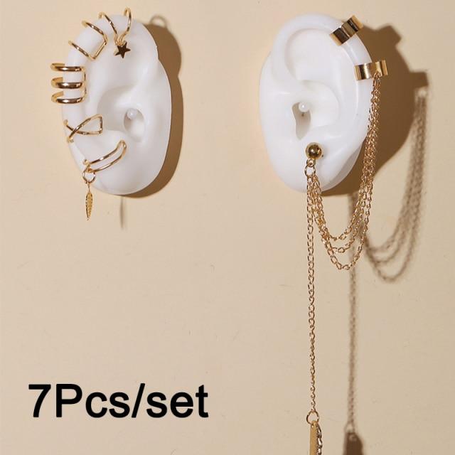 Bohemian Gold Star Blätter Nicht Piercing Ohr Clip Ohrringe für Frauen Männer Einfache Gefälschte Knorpel Ohr Manschette Schmuck Clip d'oreille von Joom DACH