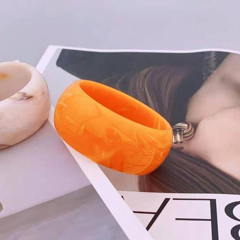 Bohemian Jelly Color Wide Bracelet Shiny Retro  Hand Ring Exaggerated Acrylic Open Bangle  Girls orange von Joom DACH