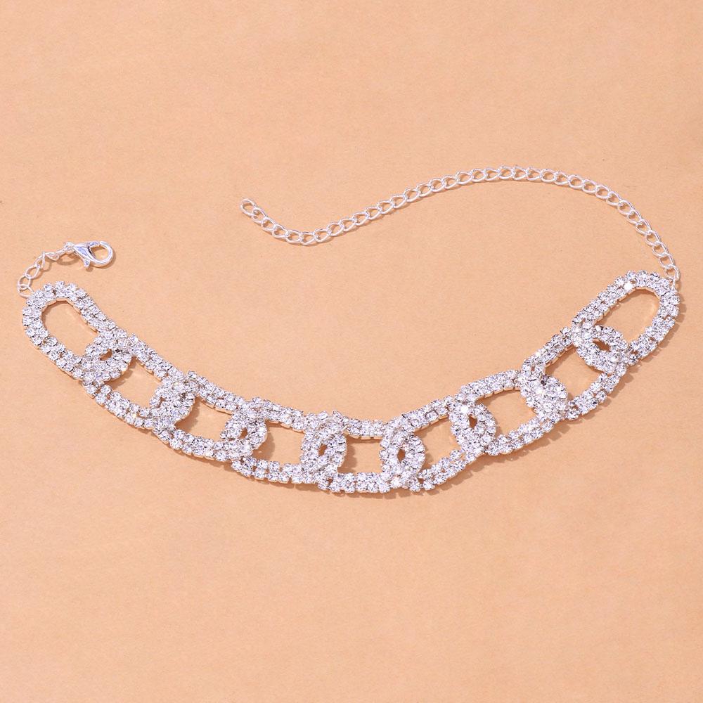 Boho Dirty Braid Strass Kette Fußkettchen Hohl Für Frauen Punk Kristall Chunky Fußkettchen Armband Strand Bein Schmuck 28cm von Joom DACH