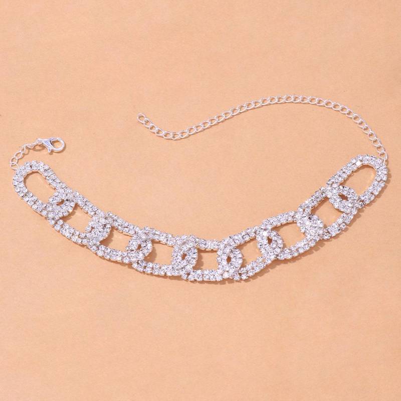 Boho Dirty Braid Strass Kette Fußkettchen Hohl Für Frauen Punk Kristall Chunky Fußkettchen Armband Strand Bein Schmuck 28cm von Joom DACH