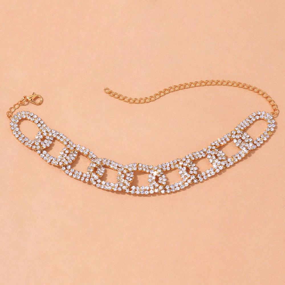 Boho Dirty Braid Strass Kette Fußkettchen Hohl Für Frauen Punk Kristall Chunky Fußkettchen Armband Strand Bein Schmuck 32cm von Joom DACH