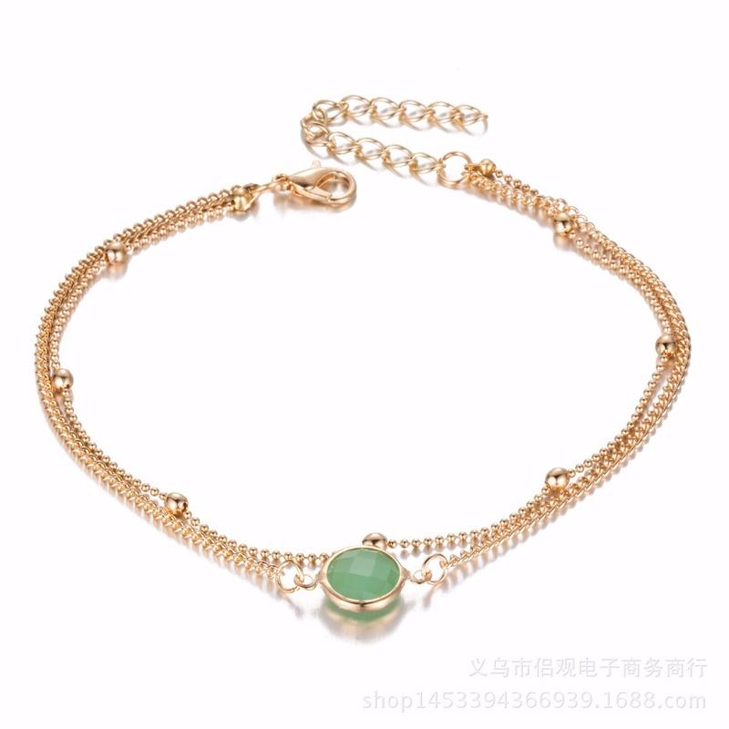 Boho Opal weibliche Fußkettchen barfuß häkeln Sandalen Fuß Schmuck Bein Fußkettchen auf Fuß Knöchel Armbänder grün von Joom DACH