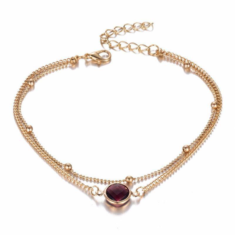 Boho Opal weibliche Fußkettchen barfuß häkeln Sandalen Fuß Schmuck Bein Fußkettchen auf Fuß Knöchel Armbänder violett von Joom DACH