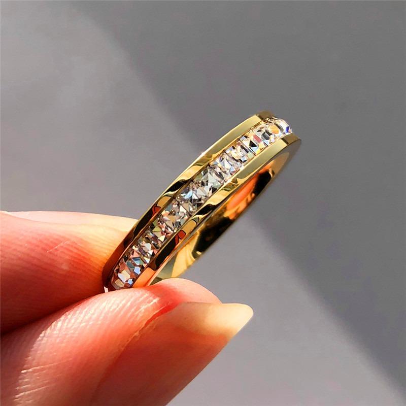 Boho weiblicher Kristallring Vintage Edelstahl Damen Eheringe Modeversprechen Verlobungsring 3 gold von Joom DACH