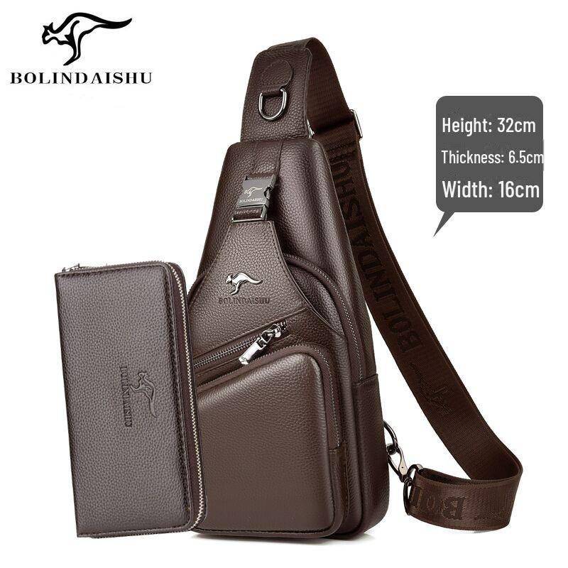Bolindaishu Herren Echtleder Brust- und Umhängetasche von Joom DACH