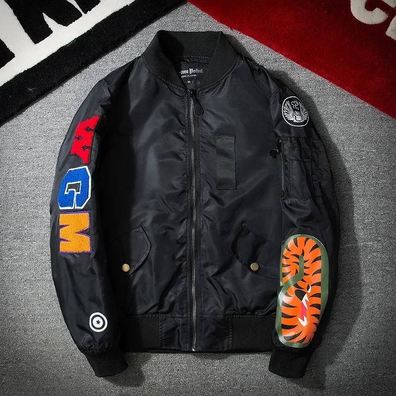 Bomberjacken Mann Mode Lässig Windjacke Jacke Mantel Männer Frühling Herbst Outwear Schlank Motorradjacke XXL schwarz von Joom DACH