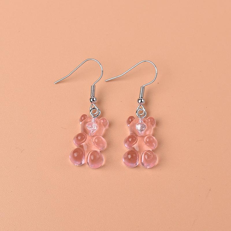 Bonbonfarbene Harz Bären Ohrringe für Frauen - Niedlicher Cartoon Transparent Schmuck von Joom DACH
