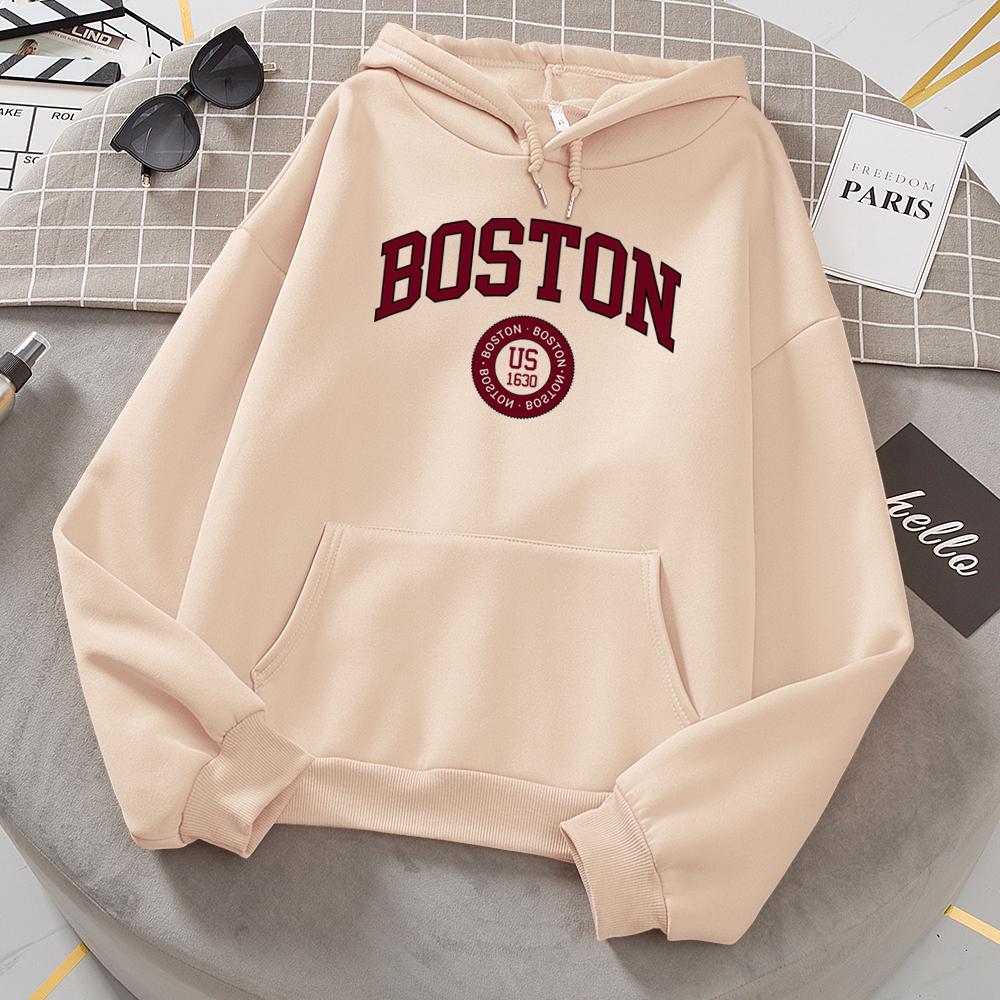 Boston City Us Gegründet 1630 Hoodies Frauen Warm Bequeme Pullover Mode Lässig Weibliche Mit Kapuze Basic Sweatshirt M von Joom DACH